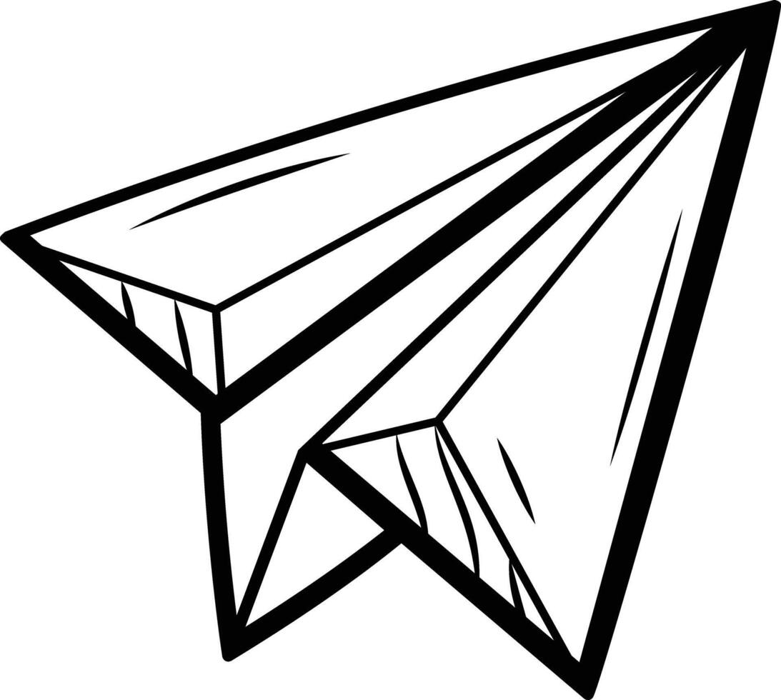 A hand drawn icon depicting a paper plane vector