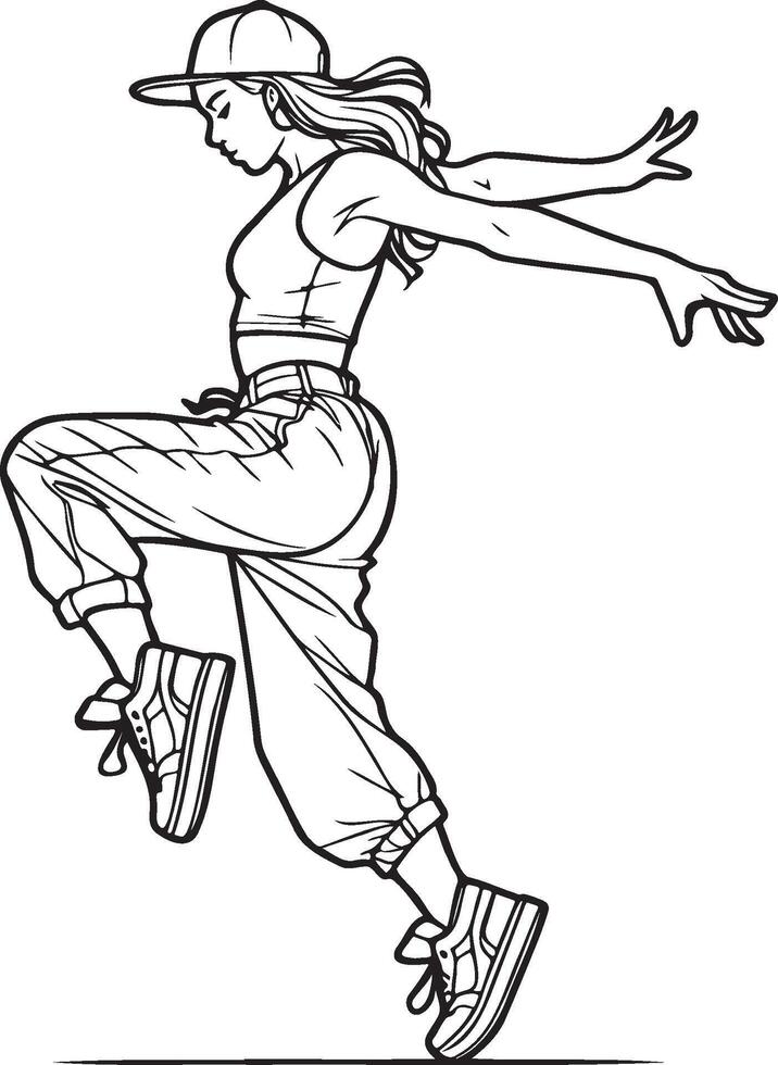 A Cool Street Dance Girl Illustration. vector