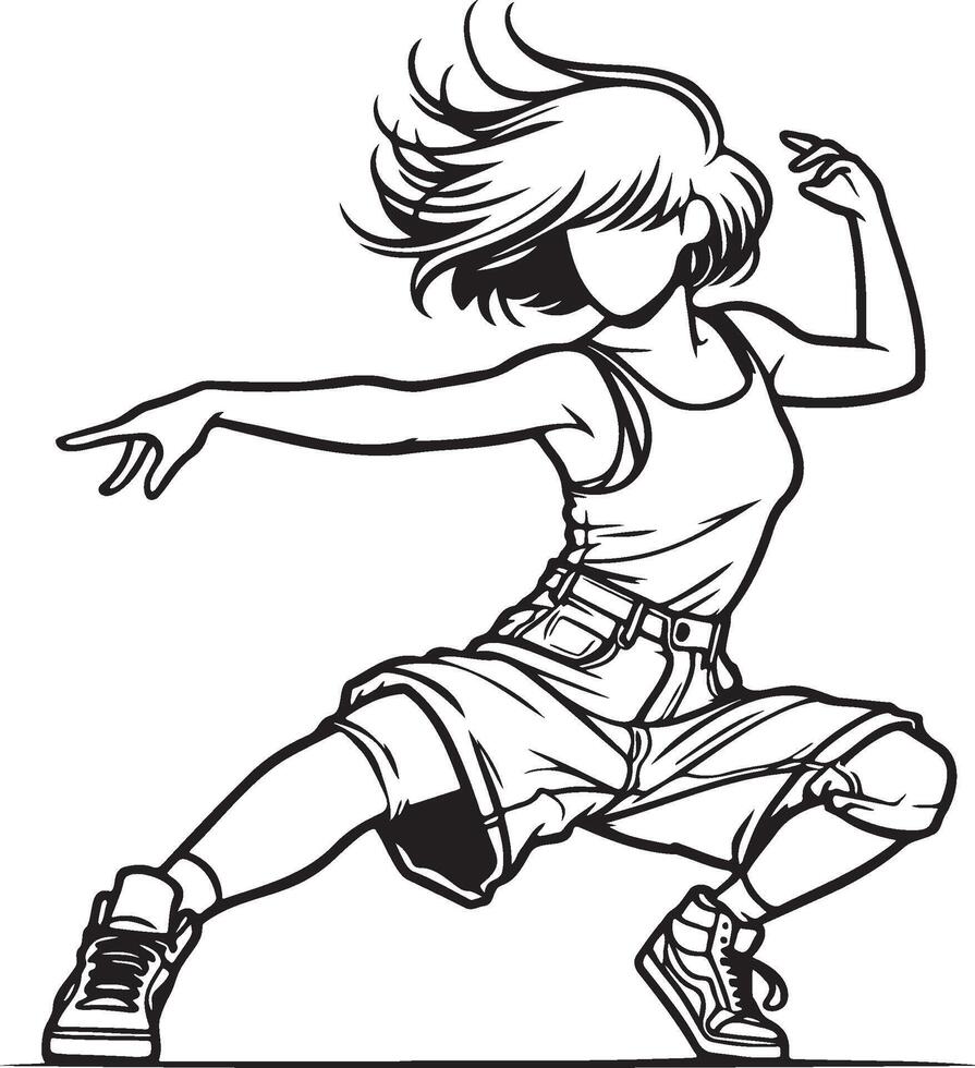 Street Dance Girl Dancing Illistration. vector