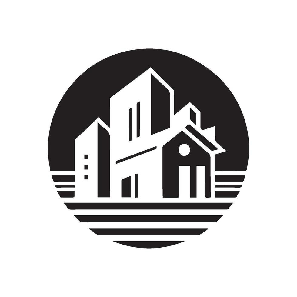 logo of a building with a church vector