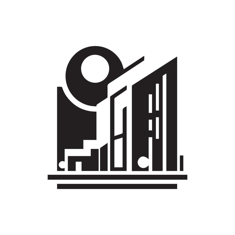 logo of a building with a moon in the background vector