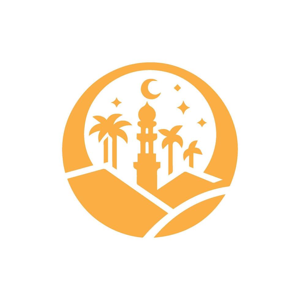 the logo for a mosque in the middle of a desert vector