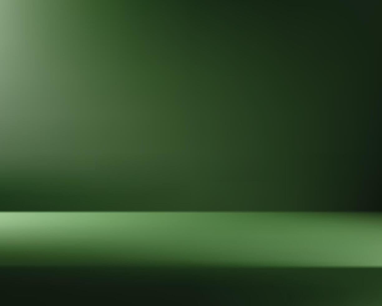 Empty dark green studio background. Empty room with light effect. Space for selling products, backdrop, wallpaper, background. illustration. vector