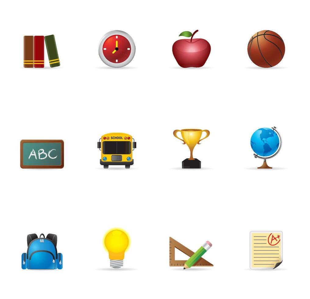 School stuff icons series vector