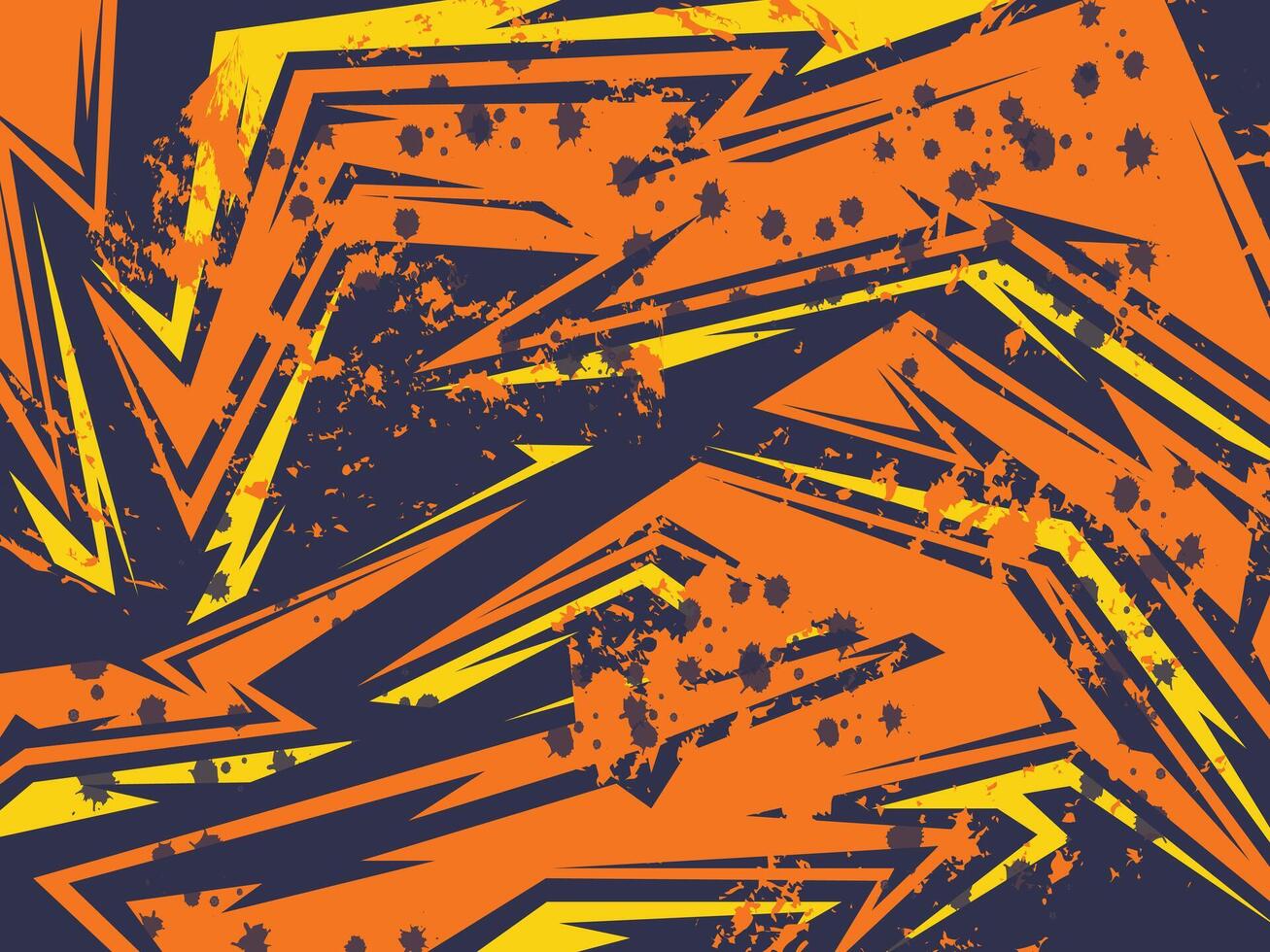 Dynamic Abstract Pattern of Orange and Yellow with Bold Spikes and Splatter vector
