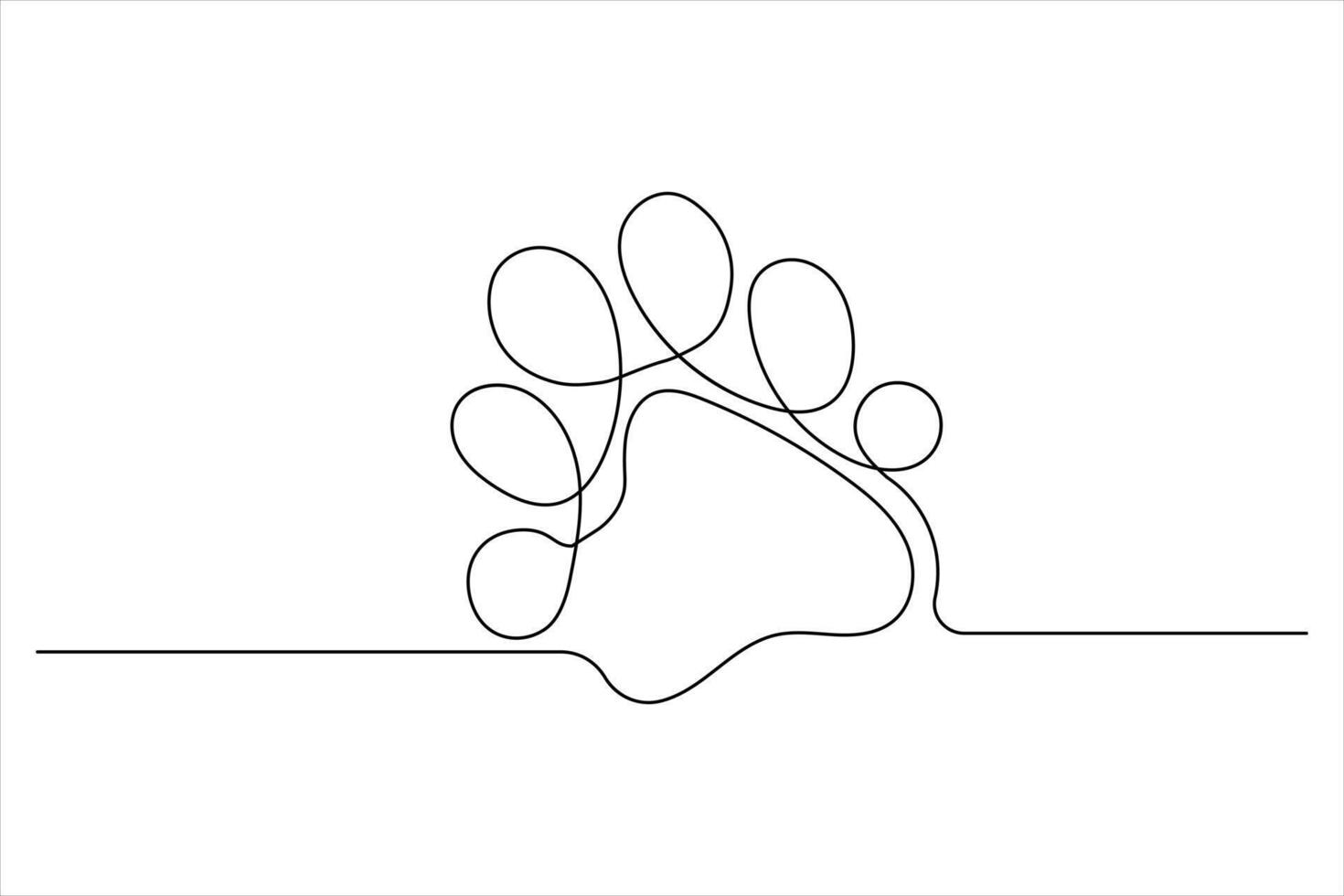 Dog paw single line drawing art design vector