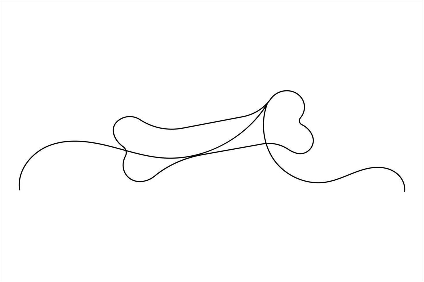 Dog bone one line drawing art design vector