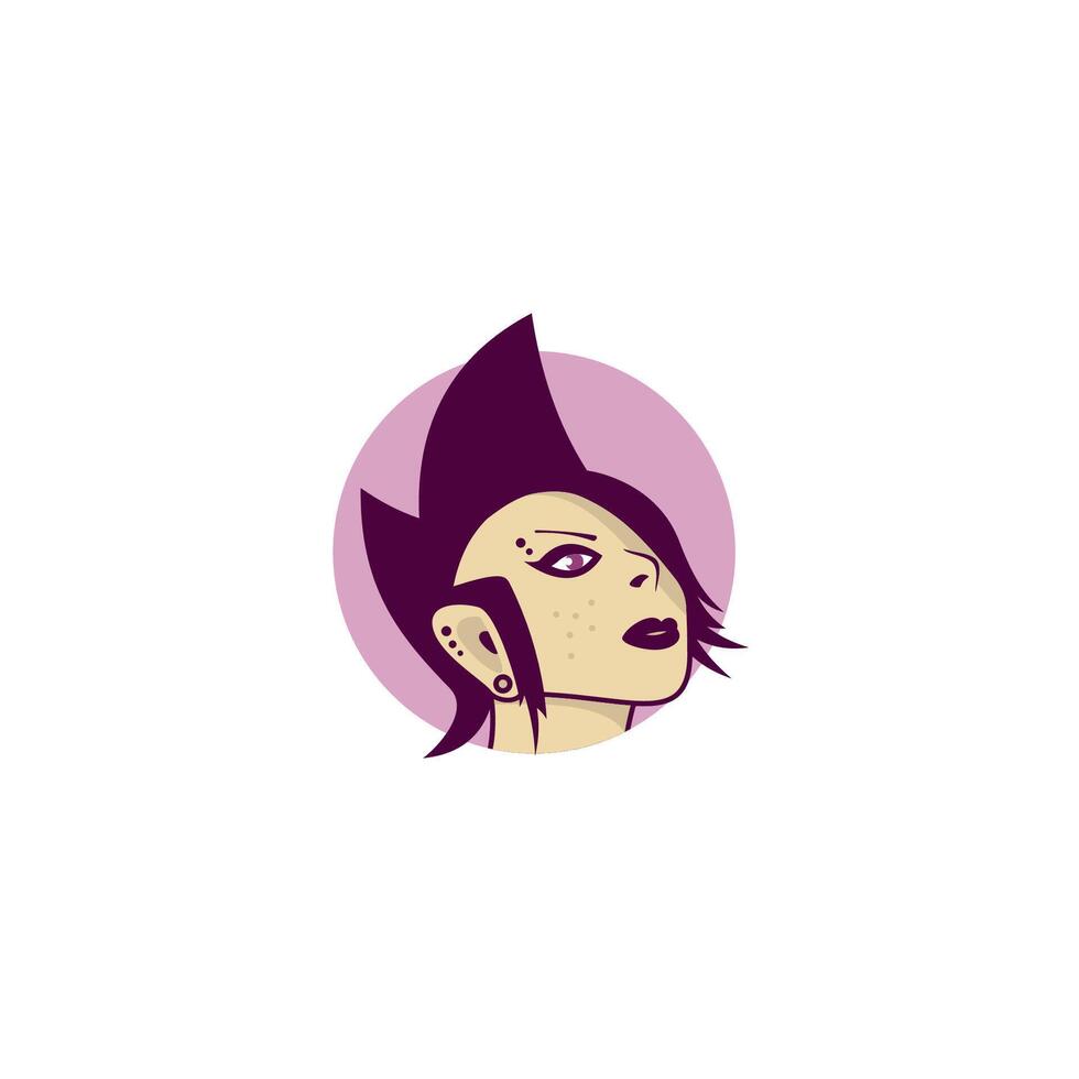 Punk Girl logo or icon design vector