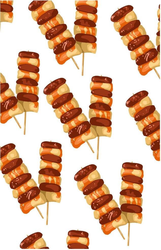 seamless food pattern with hot dogs on sticks vector