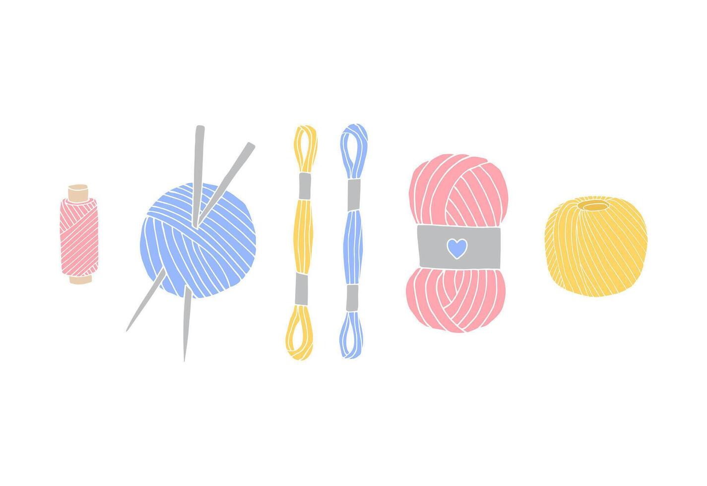 Set of different sketch threads vector