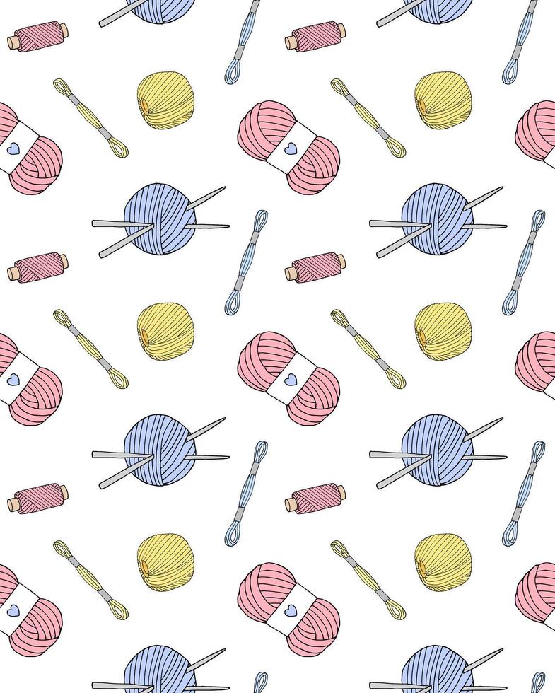 Seamless pattern of doodle threads vector