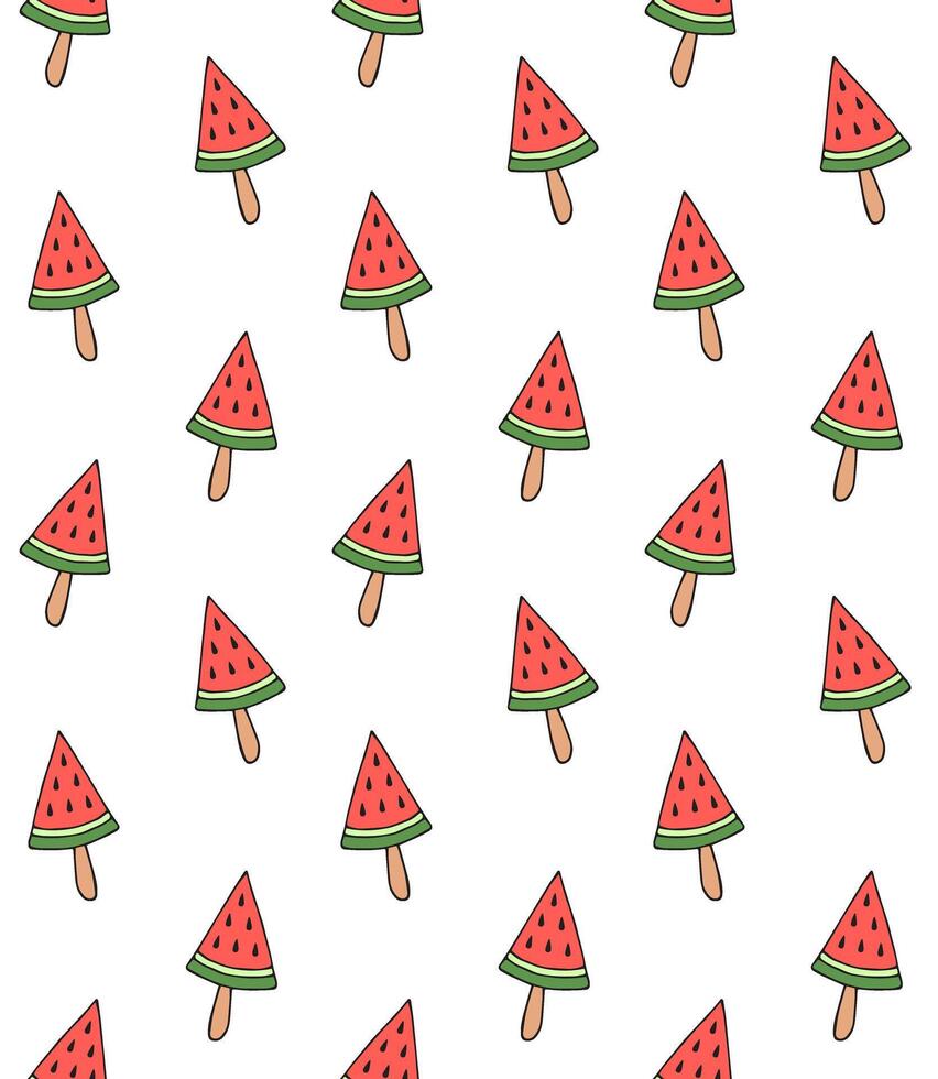 Seamless pattern of watermelon ice creams vector