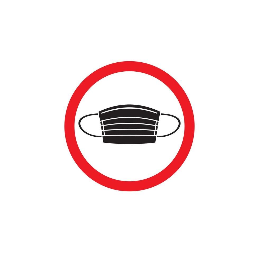 Medic face mask crossed in red circle vector