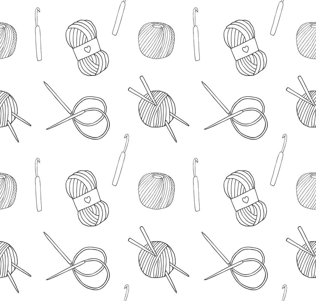 Pattern of knit thread and needles vector