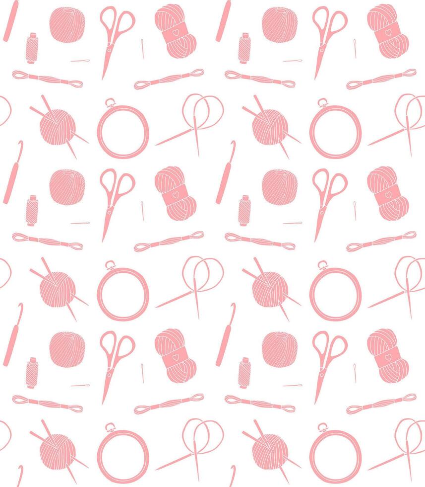 Pattern of doodle sketch sewing threads vector