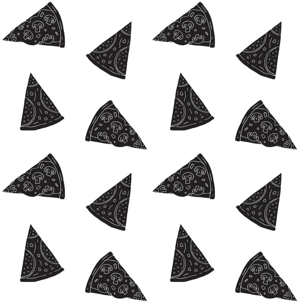 Seamless pattern of sketch pizza vector