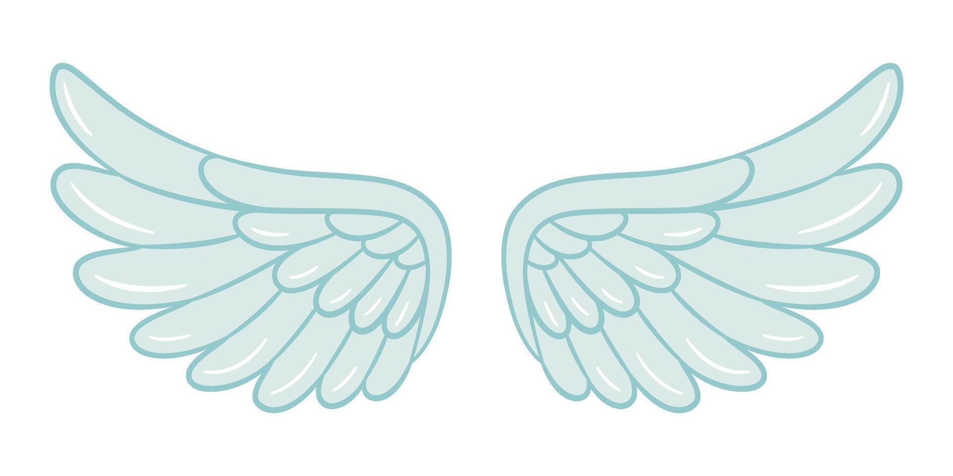 Angel wings cartoon doodle style. Hand drawn Trendy flat style cartoon isolated icon. Cupid wings. illustration for web graphic design, poster, T-shirt print, Valentine Day Greeting Card. vector