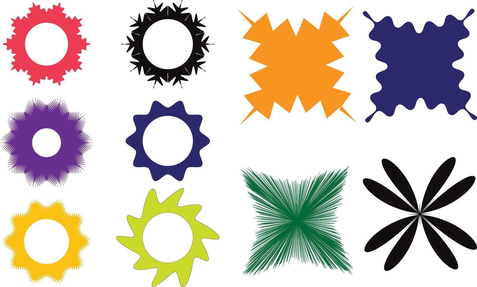 Collection of Nine Minimalist Shapes in Vibrant Colors vector