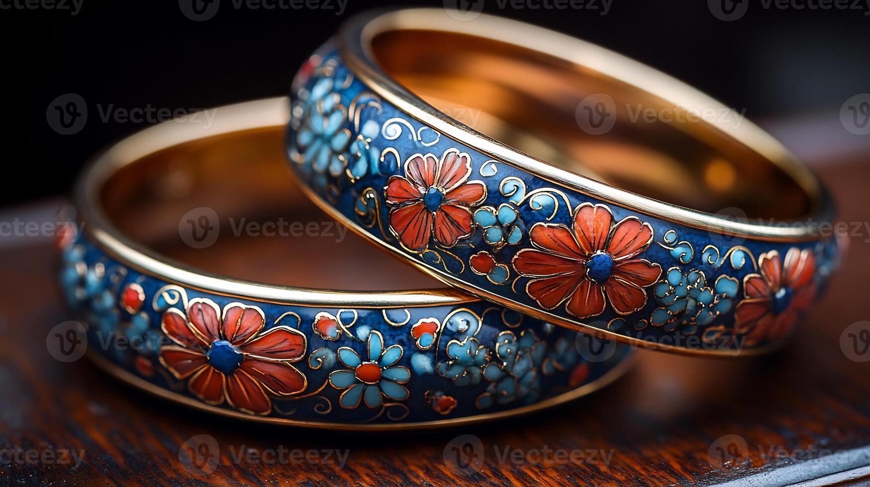 Two colorful rings with flowers on them photo