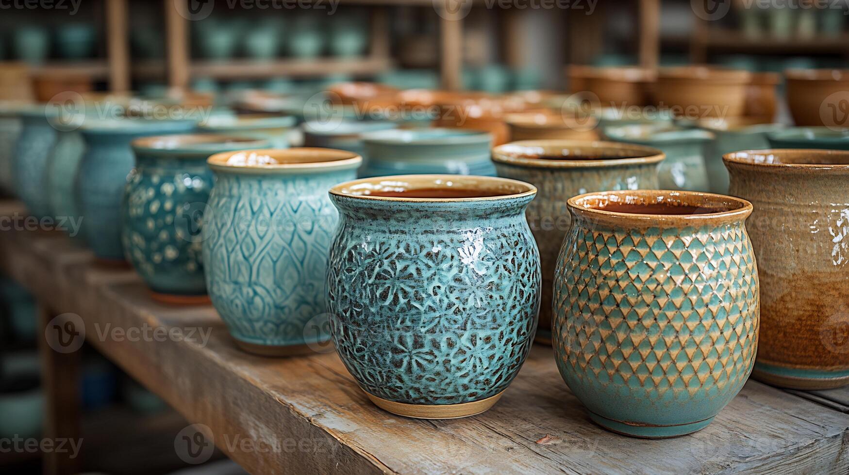 A table with many vases photo