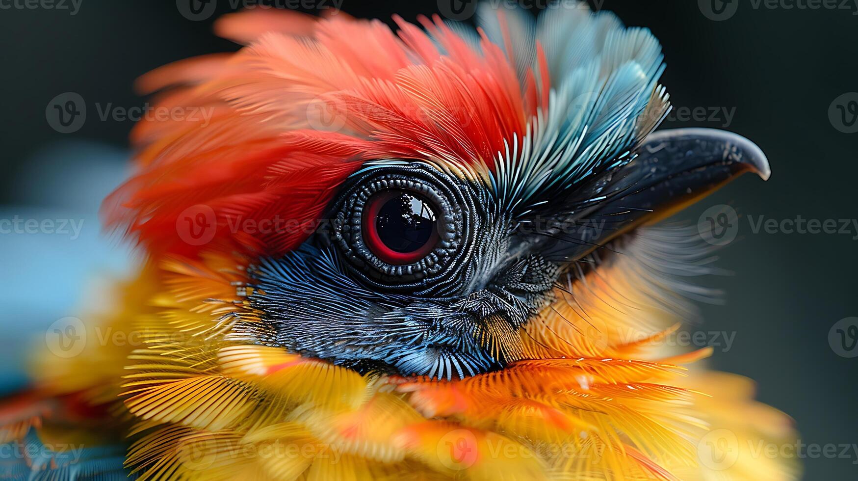 Juvenile King Bird of paradise Cicinnurus regius with red blue and yellow feathers found in Papua New Guinea Oceania photo