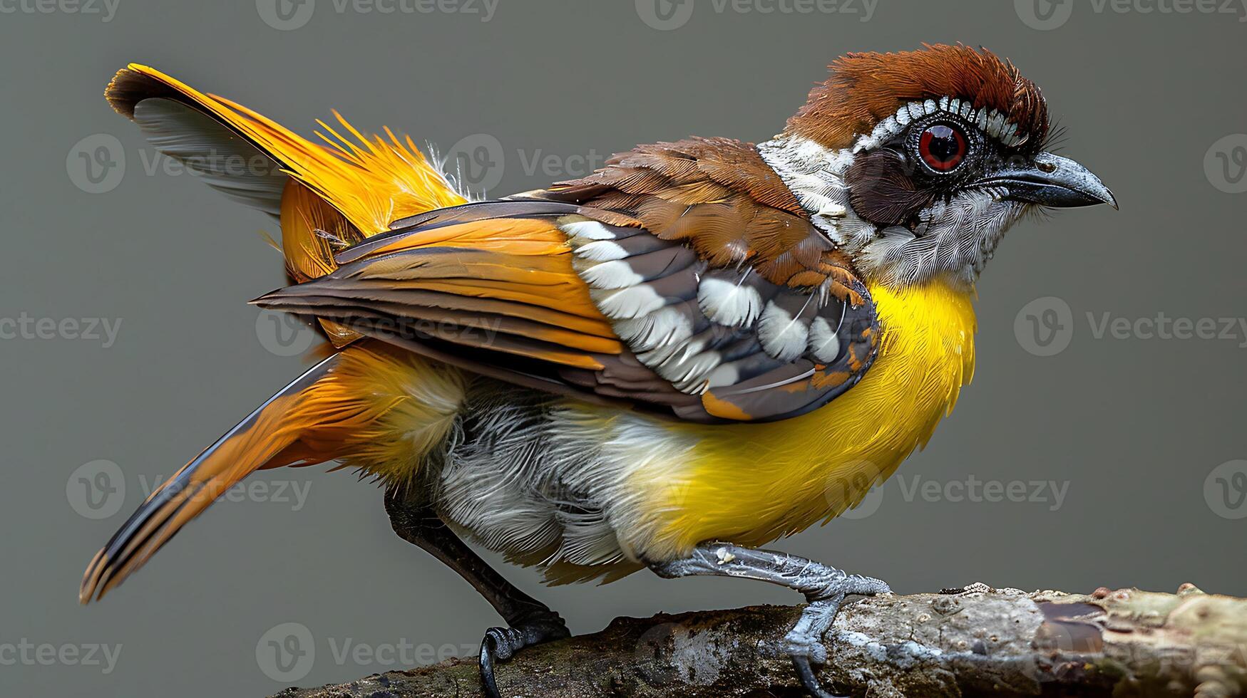 Juvenile Lesser Bird of paradise Paradisaea minor with yellow brown and white feathers native to Papua New Guinea Oceania photo