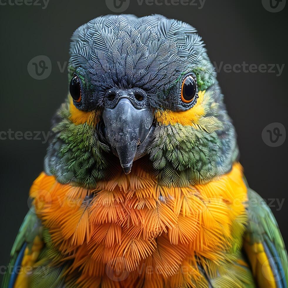 Adult female Orange bellied Parrot Neophema chrysogaster with green and orange plumage native to Australia Oceania photo