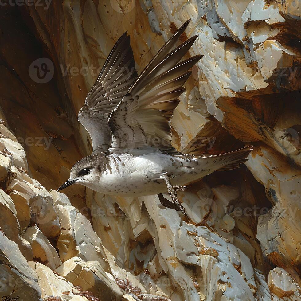 Adult female Saint Helena Petrel Pterodroma rupinarum with gray and white plumage extinct native to Saint Helena Africa photo