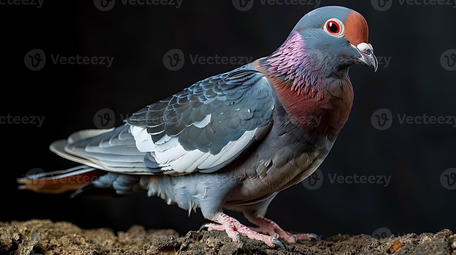 Adult male Mauritius Blue Pigeon Alectroenas nitidissimus with blue and red plumage extinct native to Mauritius Africa photo