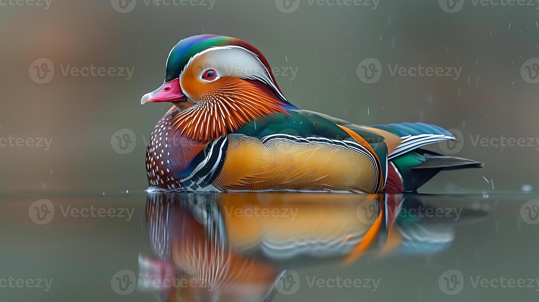 Adult male Mandarin Duck Aix galericulata with multicolored plumage including orange green and blue found in China Asia photo