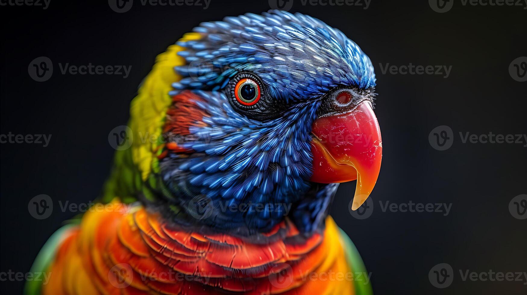 Adult male Rainbow Lorikeet Trichoglossus moluccanus with vibrant rainbow colored plumage native to Australia Oceania photo