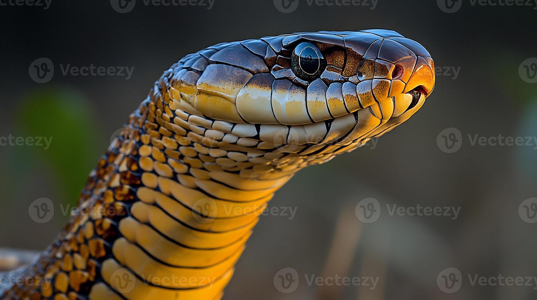 Indian cobra rising a farmers field at dawn its hood spread wide as sunlight highlights its intricate scale patterns captured with a low angle telephoto lens for a dramatic wildlife perspective photo