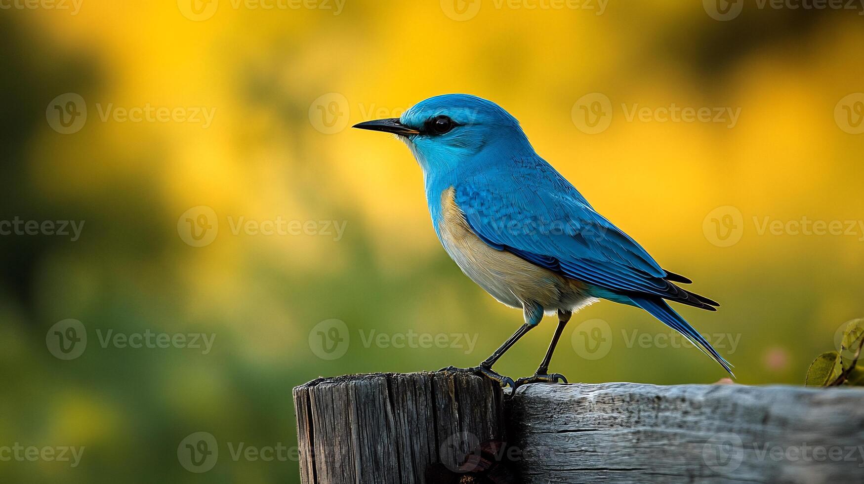 Indian roller perched a rustic wooden fence in a rural field its vibrant blue feathers glowing in soft morning light captured with a telephoto lens for vivid subject isolation photo