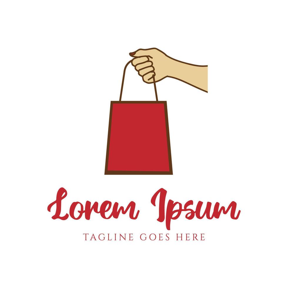 Woman Girl Lady Hand Hold Shopping Bag for Sale Deal Discount Illustration Logo Design vector