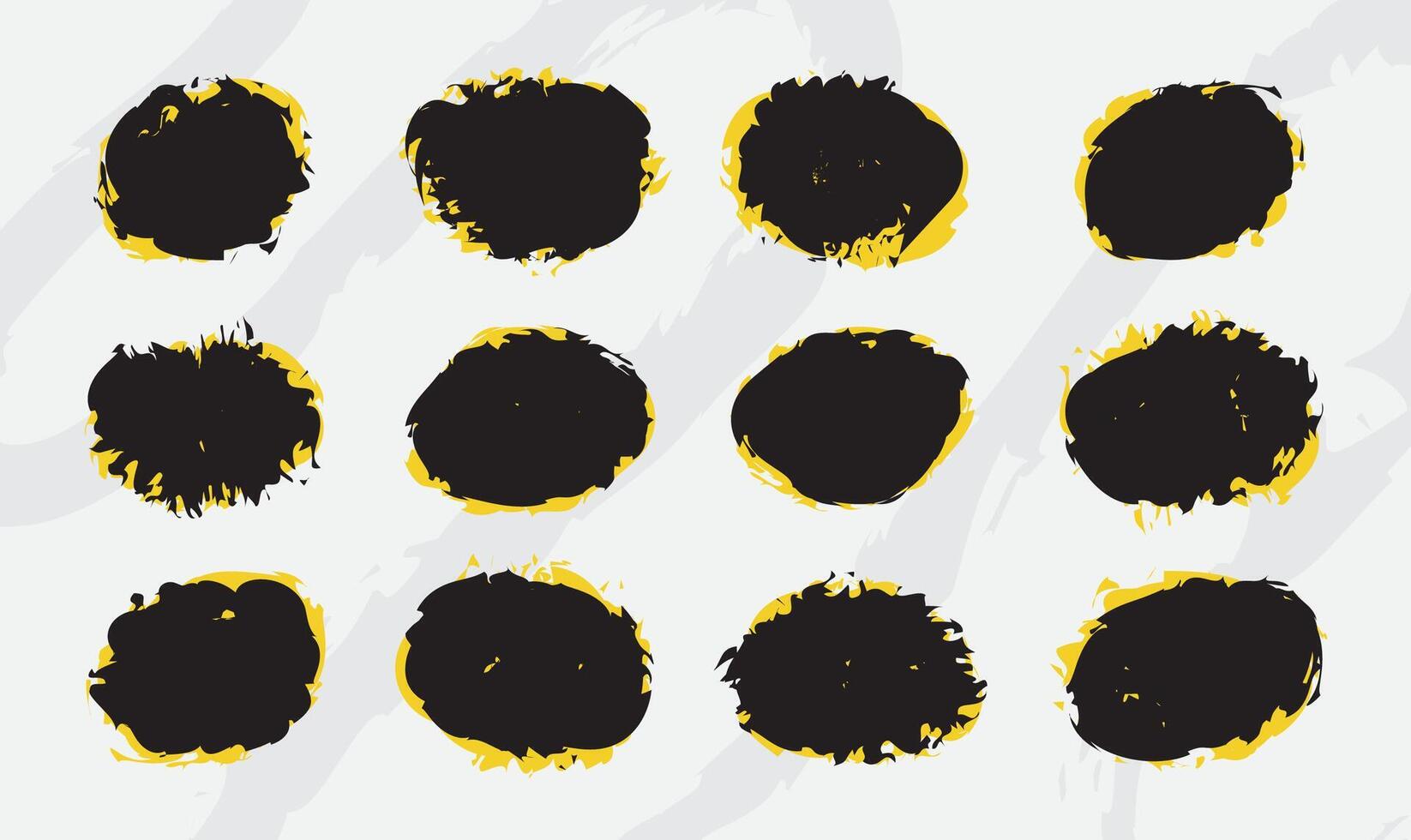 Black and Yellow brush text bubble, grunge speech bubble, text box vector