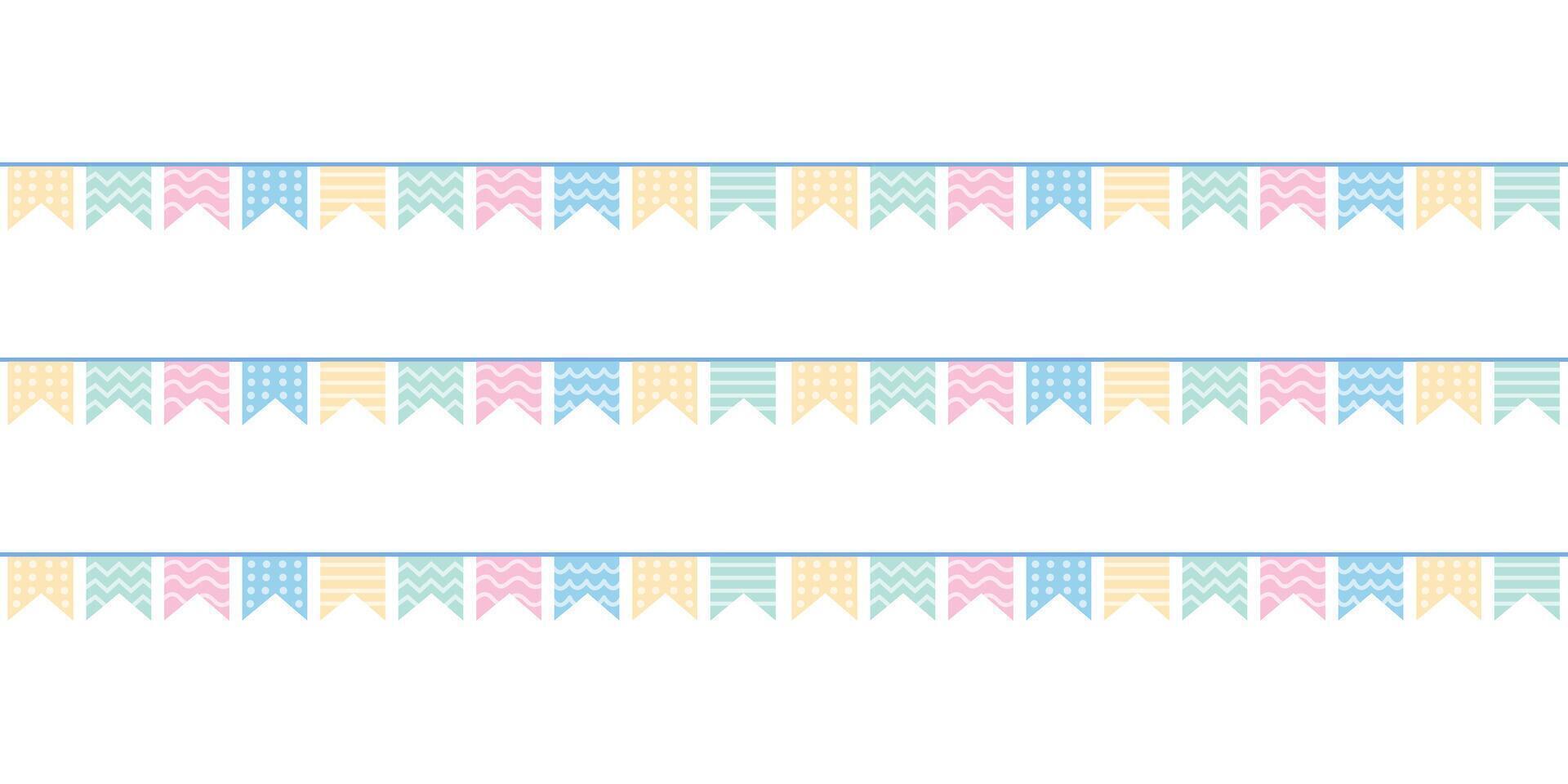 Hanging birthday garlands with flags seamless pattern vector
