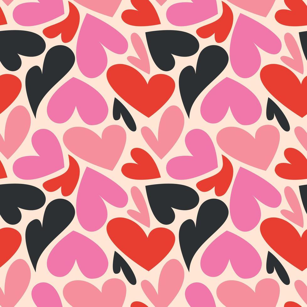 Playful funny hearts seamless pattern vector