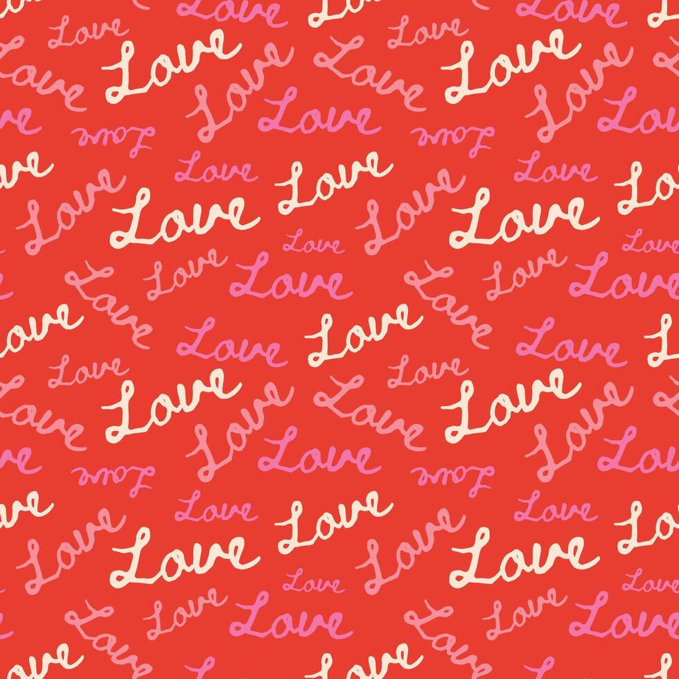 Red seamless pattern with love quote vector