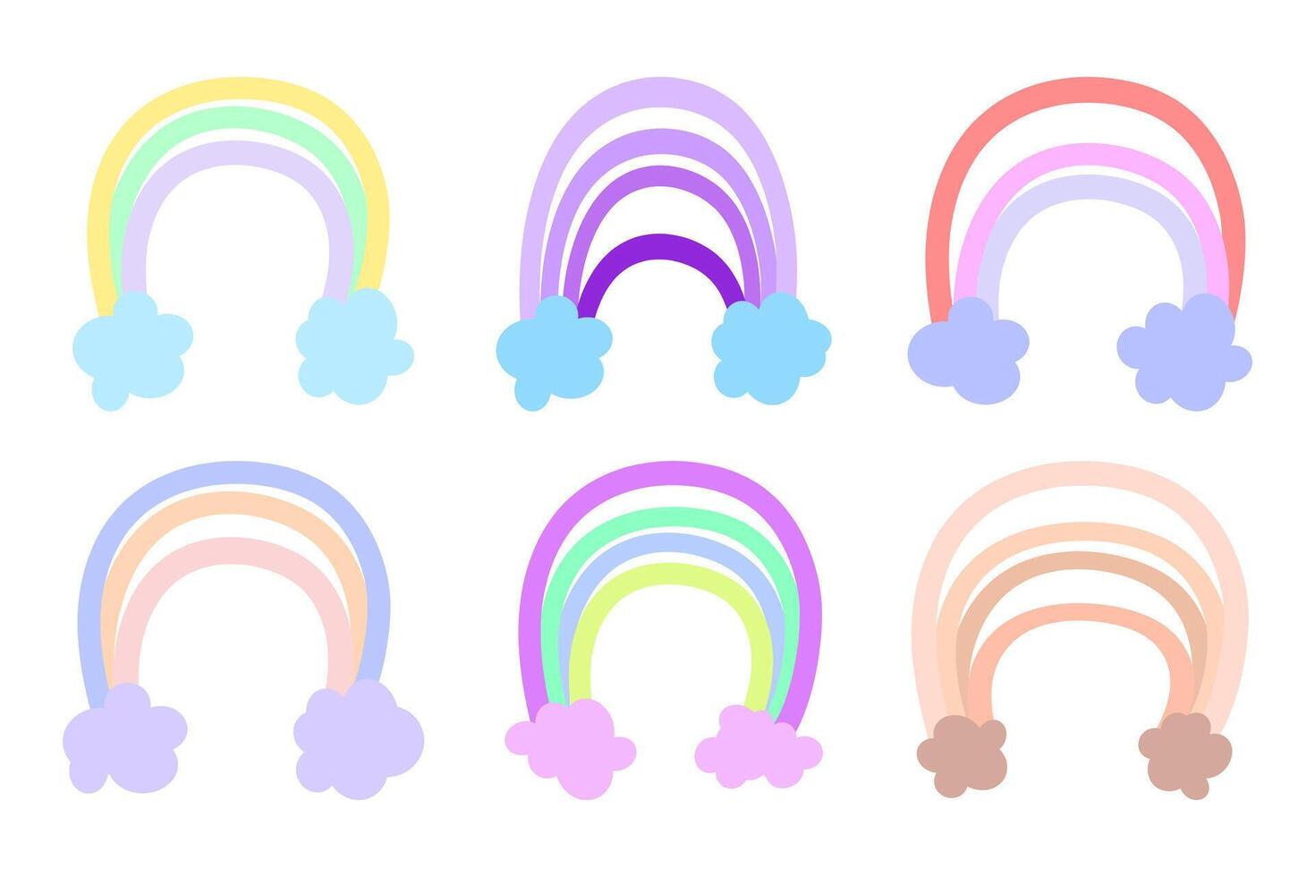 Rainbow with clouds hand drawn illustration. vector