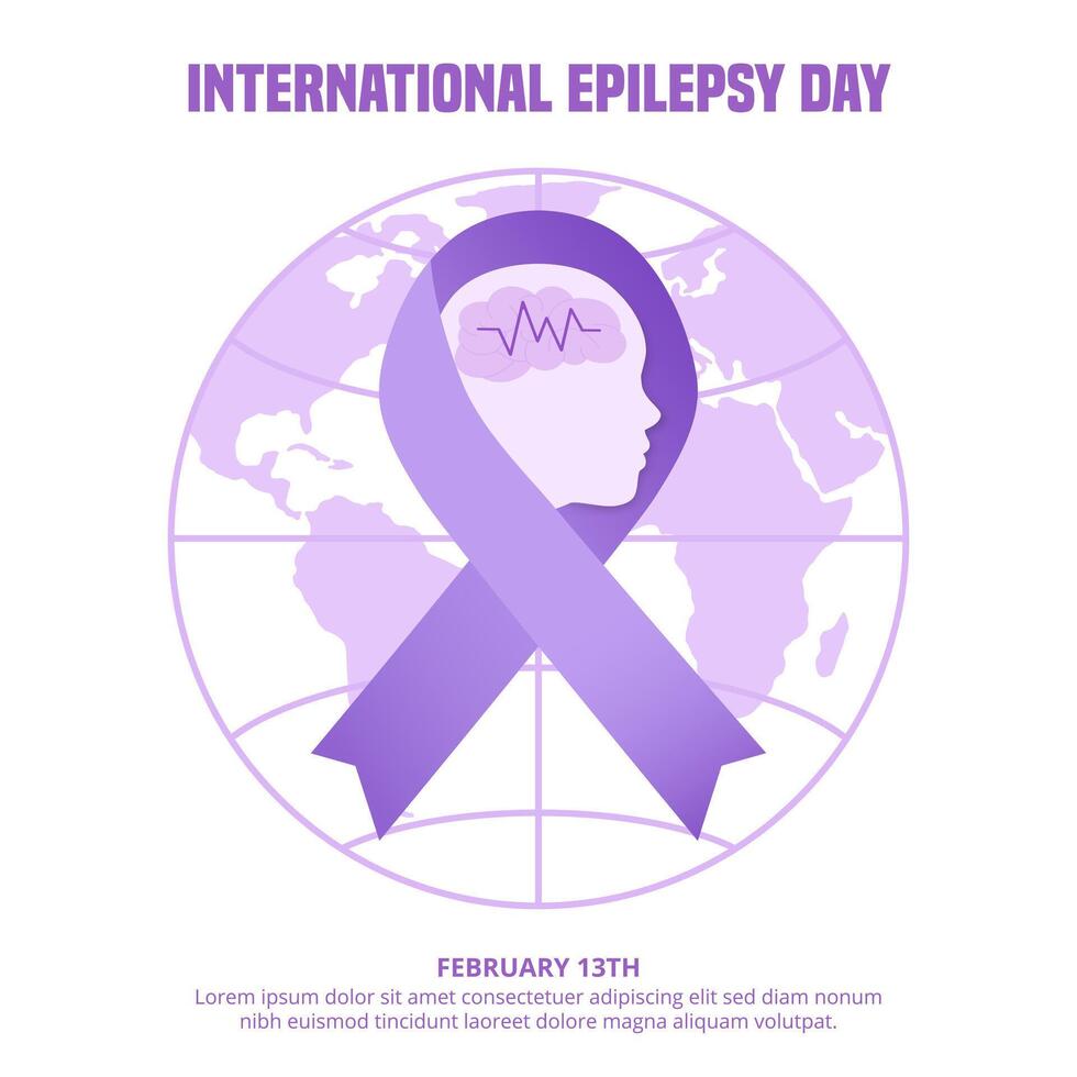 International Epilepsy Day with a purple ribbon vector