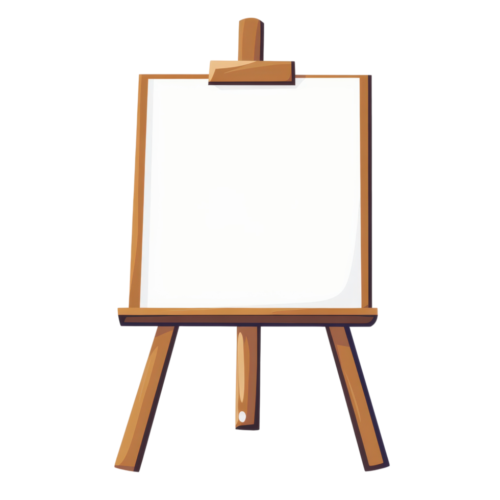 wooden easel holding blank canvas, symbolizing art and creativity. This represents potential for artistic expression and inspiration png