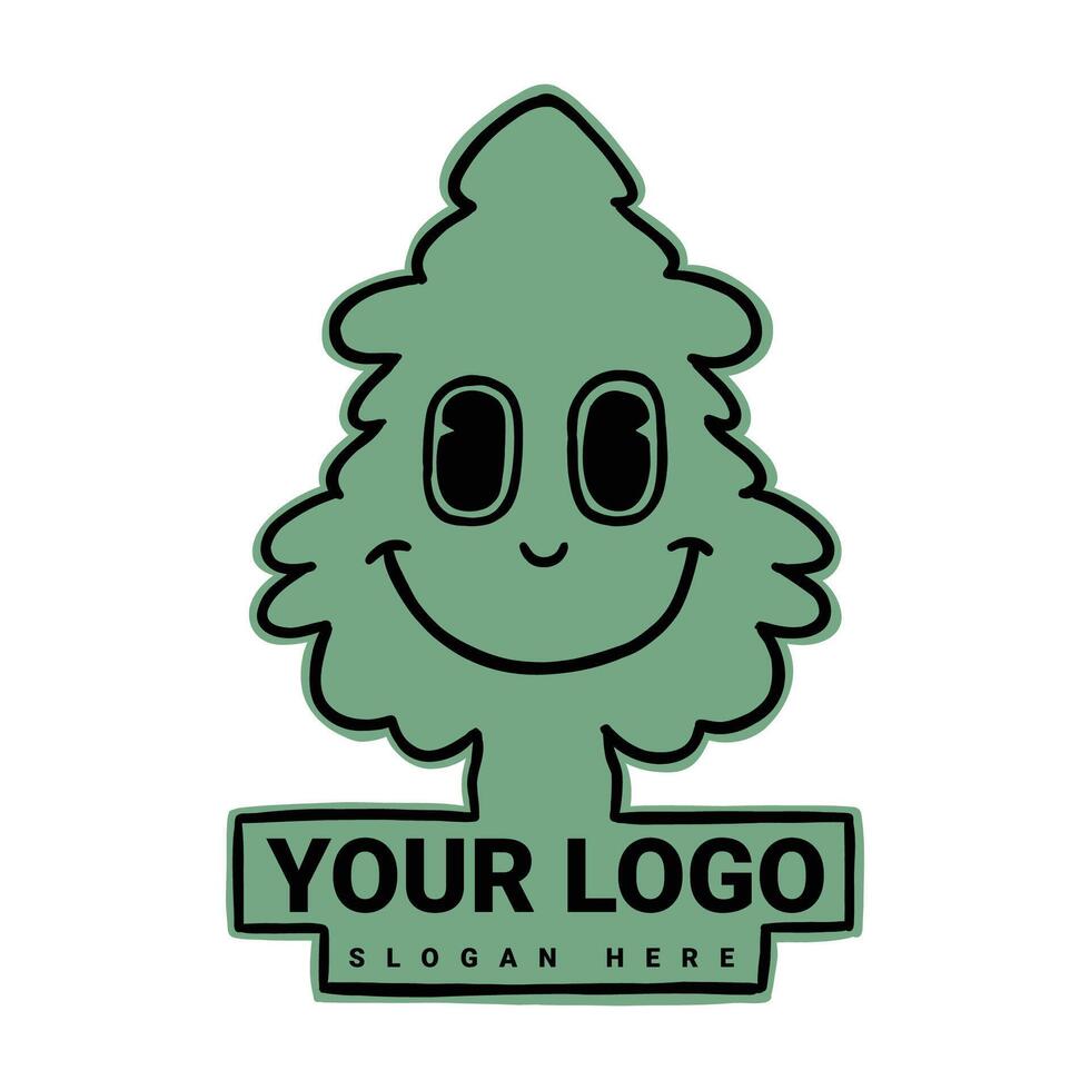 pine tree retro cartoon character illustration vector