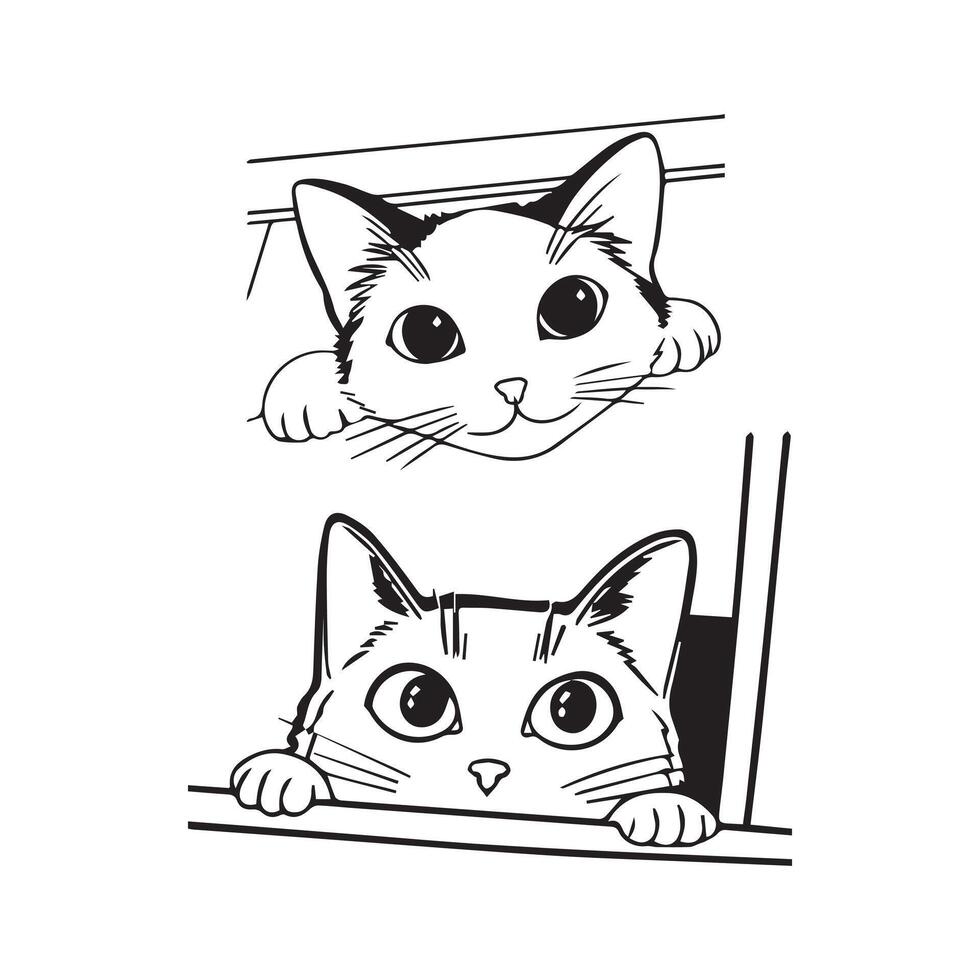 Cat icon line art design vector