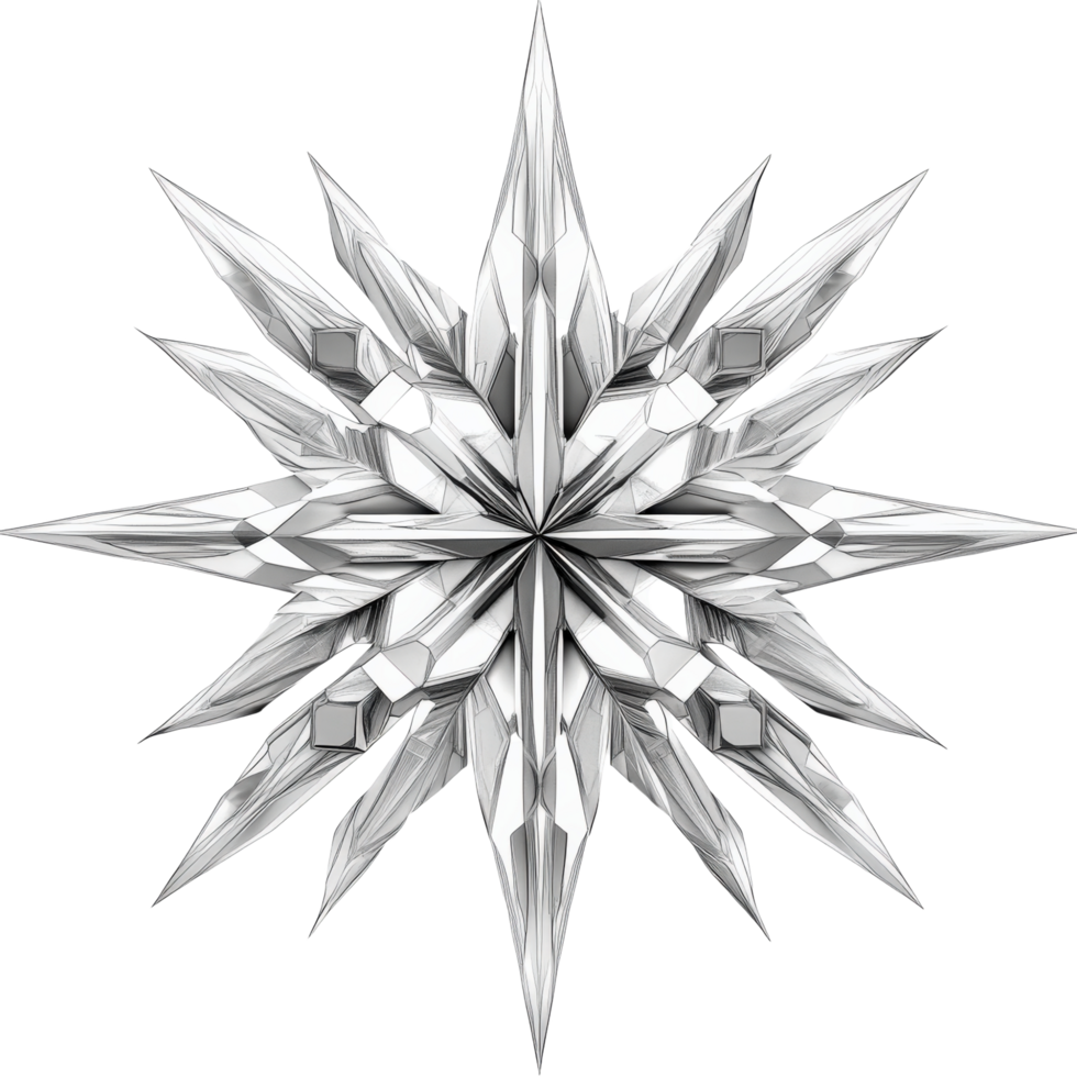 Monochrome star design with sharp geometric patterns, creating striking visual impact. This intricate mandala showcases blend of symmetry and elegance png