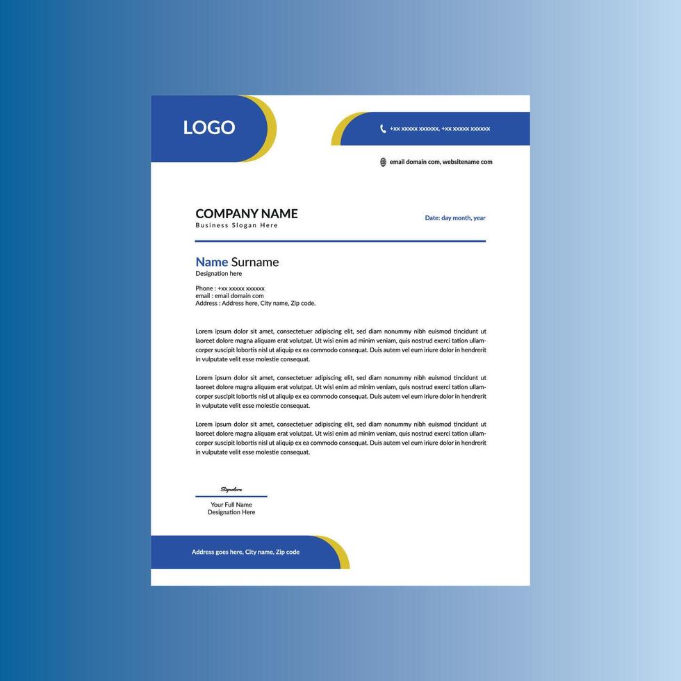 Modern Letterhead Design. Minimal Layout Display for Promotional Campaign. vector