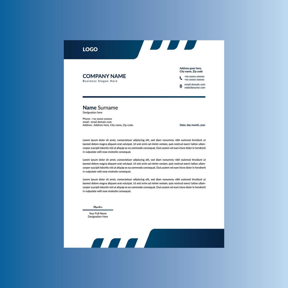 Modern Letterhead Design. Minimal Template Display for Promotional Campaign. vector