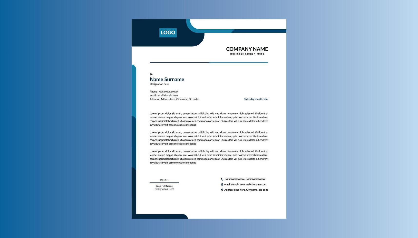 Modern Letterhead Design. Luxurious Layout Display for Promotional Campaign. vector