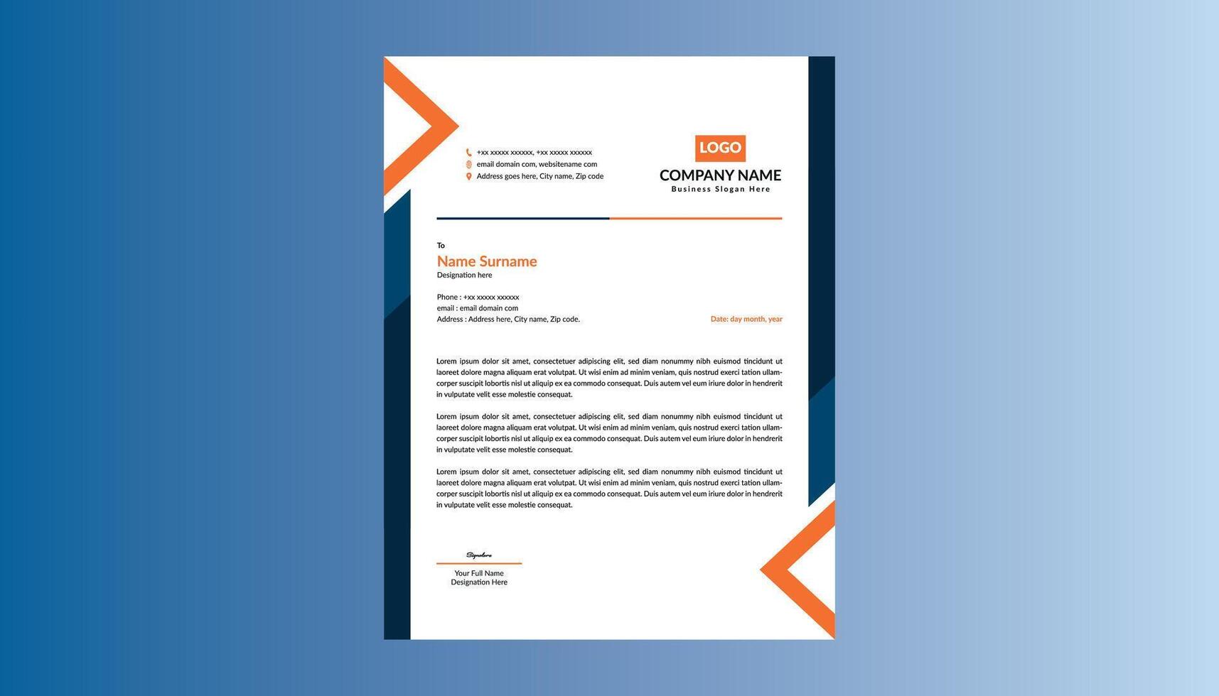 Modern Letterhead Design. Trendy Layout Display for Promotional Campaign. vector