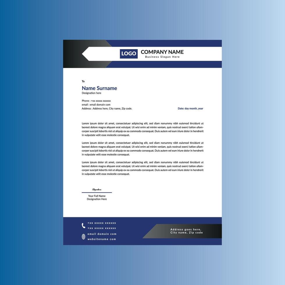 Modern Letterhead Design. Elegant Layout Display for Promotional Campaign. vector