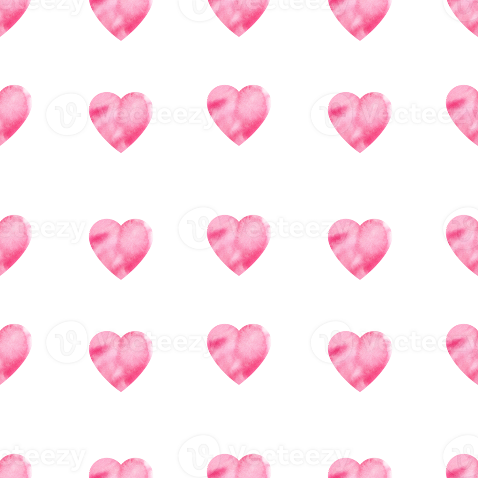 seamless pattern of valentine day theme with textured watercolor gradient pink hearts, hand draw illustration, sketch for party and event decoration png